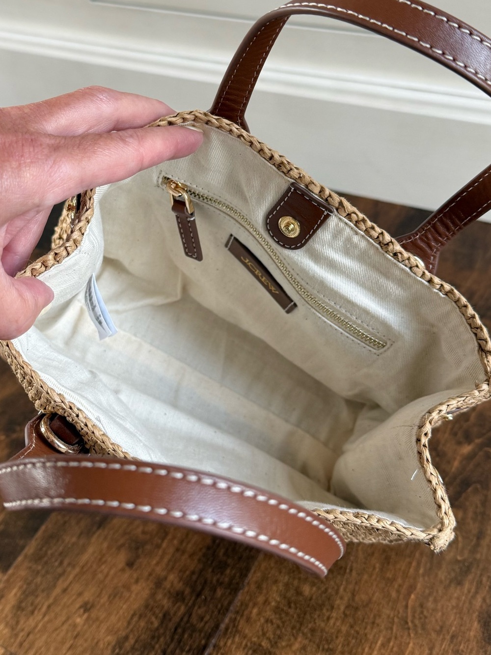 J. Crew Palma Top-Handle Bag in Handknotted Straw and Leather - Picture 6 of 8